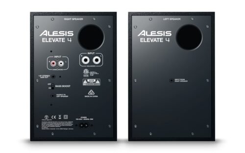 Alesis Elevate 4 |Pair of 50 W Powered Desktop Studio or Gaming Speakers (Black)
