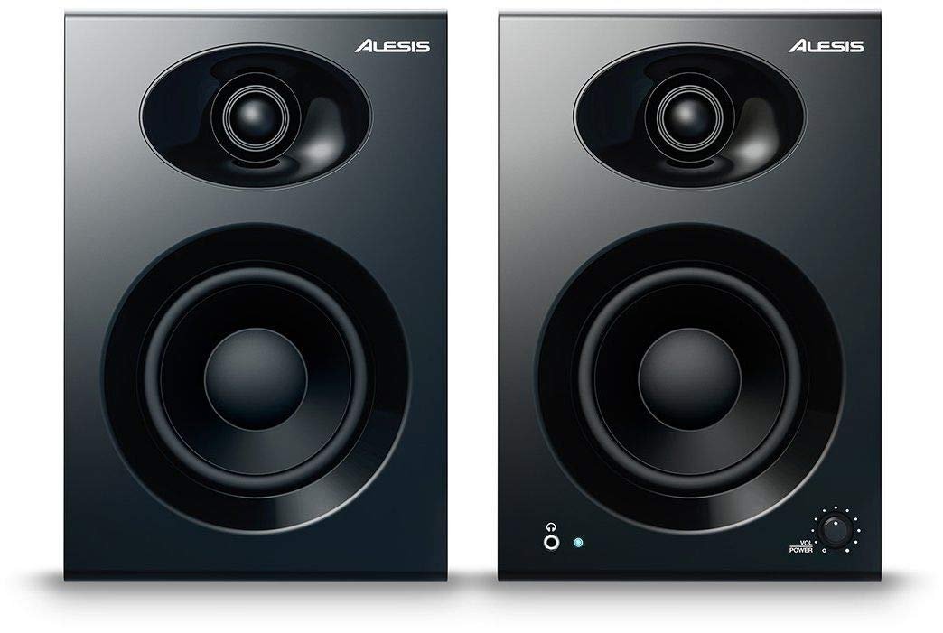Alesis Elevate 4 |Pair of 50 W Powered Desktop Studio or Gaming Speakers (Black)