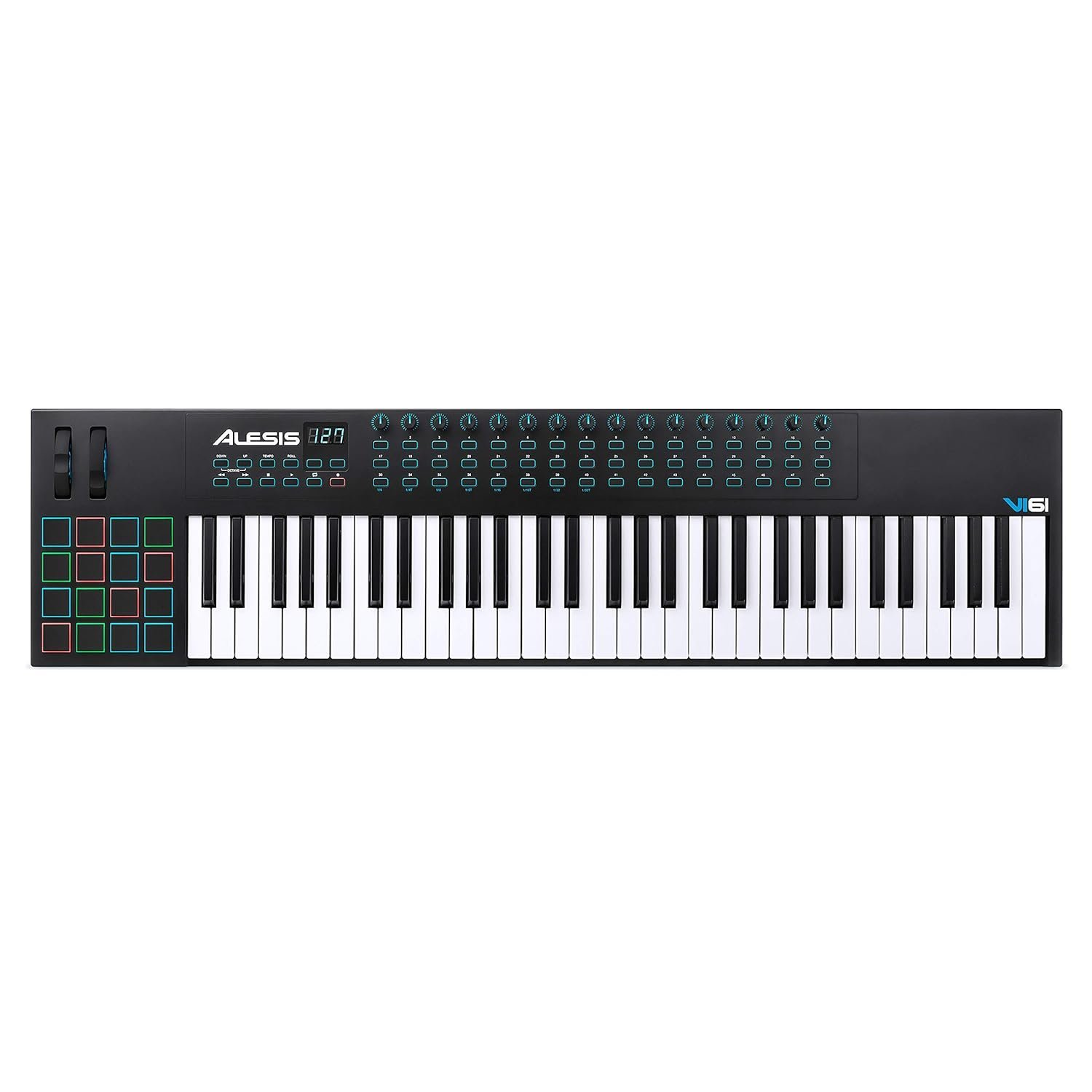 Alesis VI61-61 Key USB MIDI Keyboard Controller with 16 Pads, 16 Assignable Knobs, 48 Buttons and 5-Pin MIDI Out Plus Production Software Included