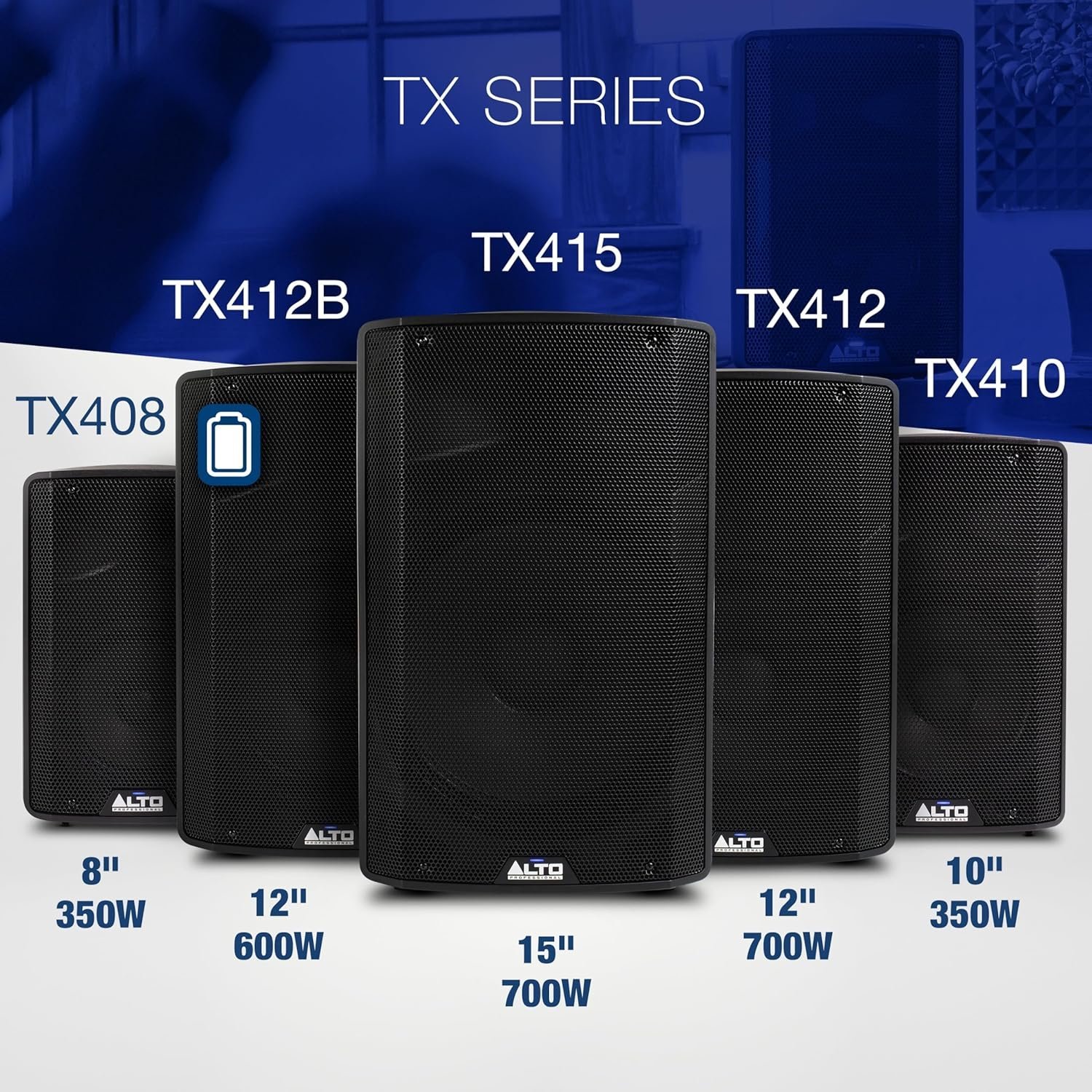 Alto TX408 350W 8" Powered PA Speaker with Bluetooth, 2-Channel