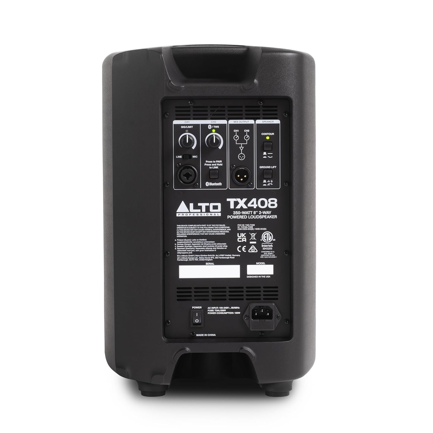 Alto TX408 350W 8" Powered PA Speaker with Bluetooth, 2-Channel