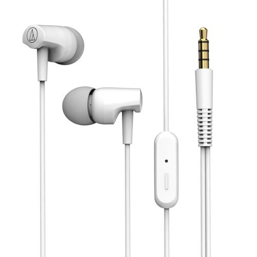 Audio-Technica Sonic Fuel in-Ear Wired Earphones 2 Audio Technica Sonic Fuel Wired In-Ear Earphones with Mic & Control, 8.5mm Drivers, One-Button Remote, Comfort Fit Earbuds – White