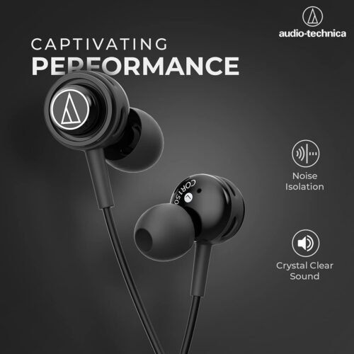 Audio Technica Sonic Sport Wired In-Ear Earphones with Ear Hooks, Mic & Control, 8.5mm Drivers, Sound Isolation