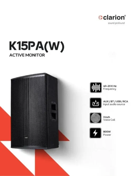 Clarion JM-K15PA(W) 800watt Active Speaker (Wooden)