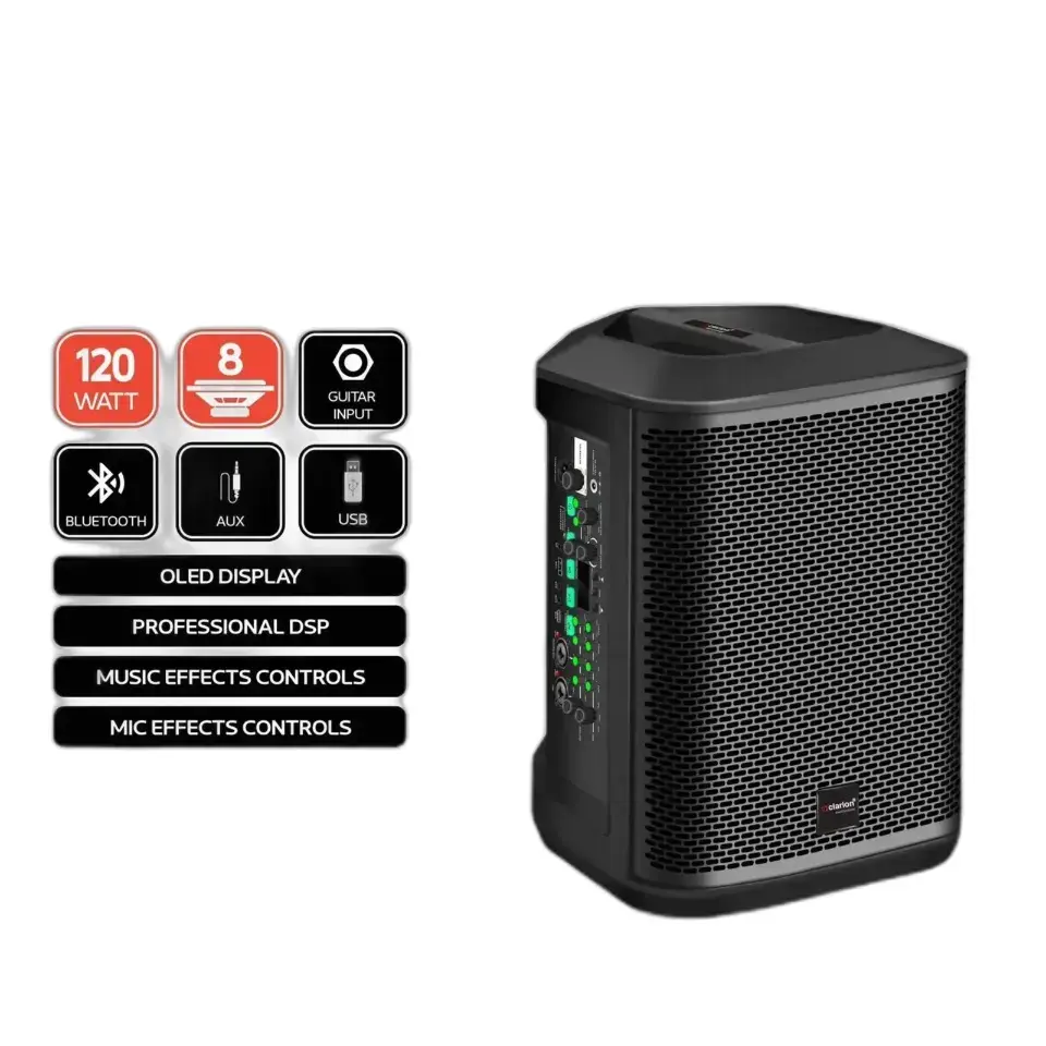 Clarion JM Luxury 8 Pro Portable Bluetooth Speaker ? 120W RMS  240W Program