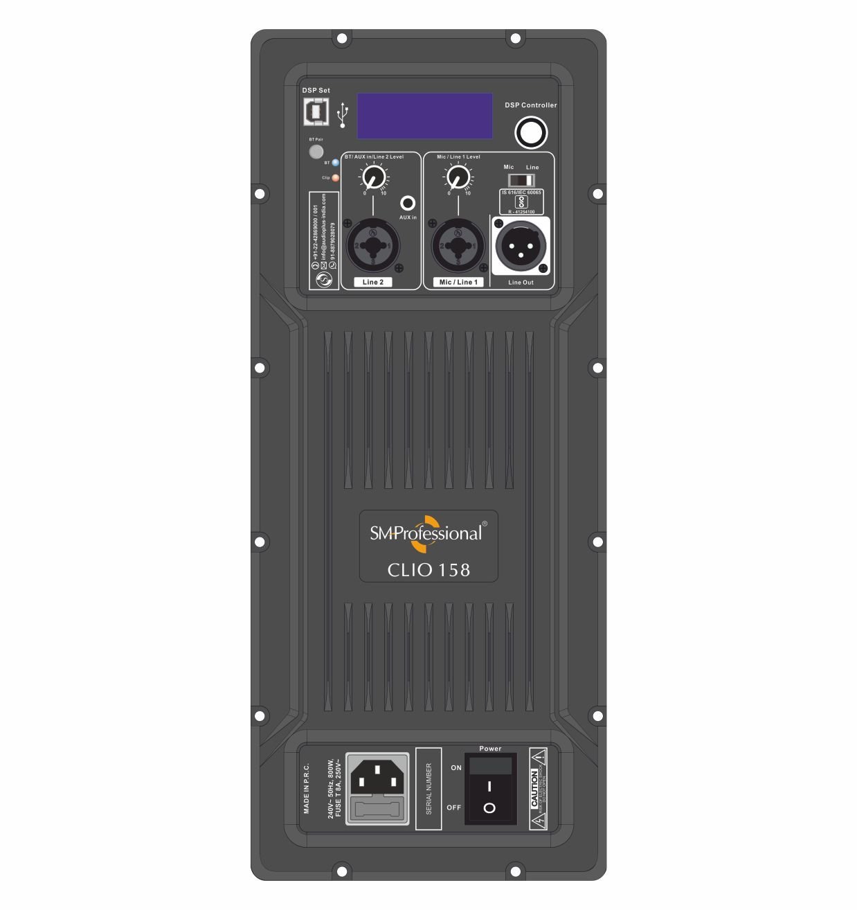 Clio-158-2.jpg Studiomaster Clio 158 Active Speaker with Class D amplifier & Bluetooth (600watts)