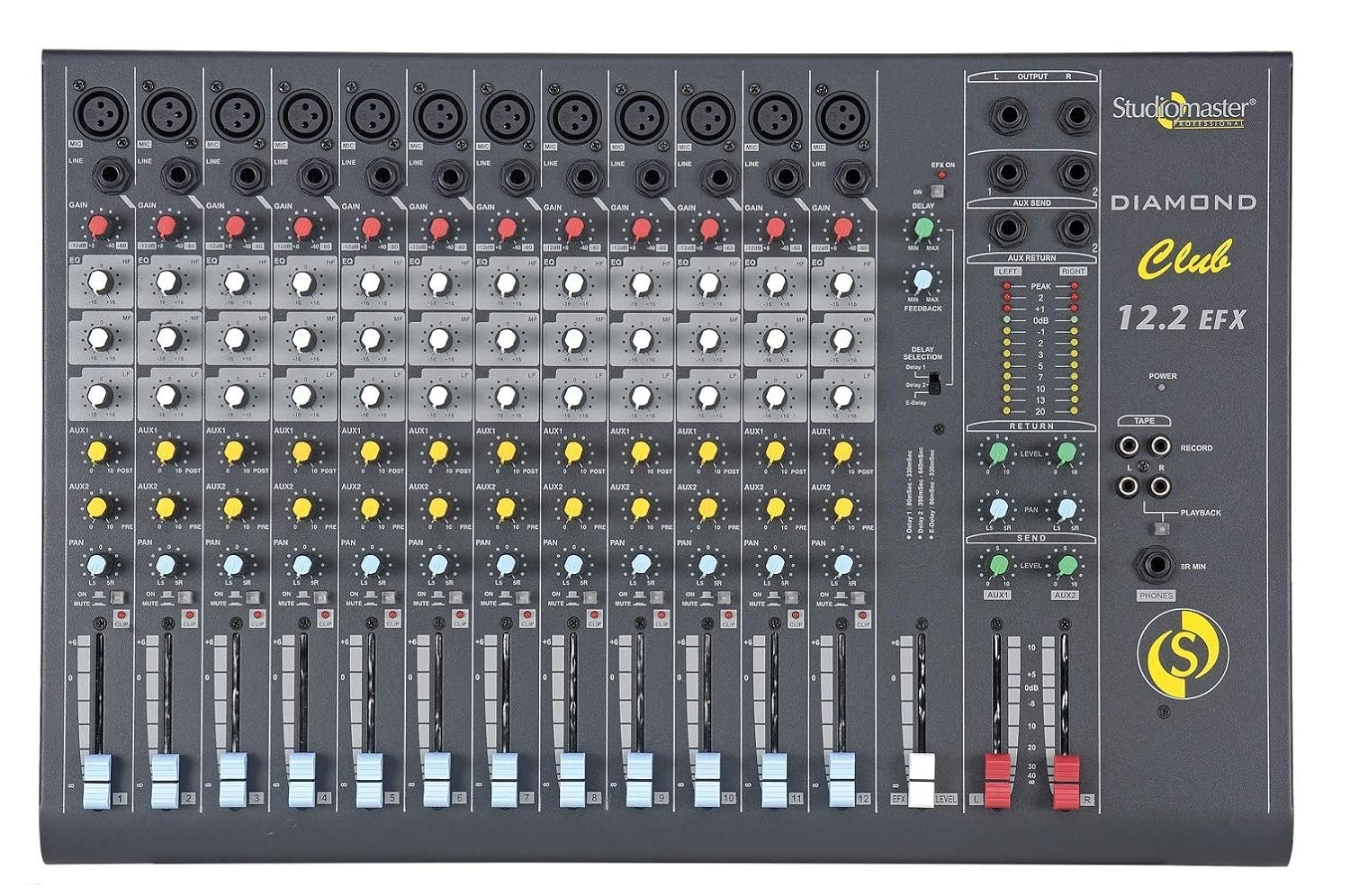 Studiomaster 12 Mic/Line Inputs + EFX channel mixer (DC 12.2 EFX)
