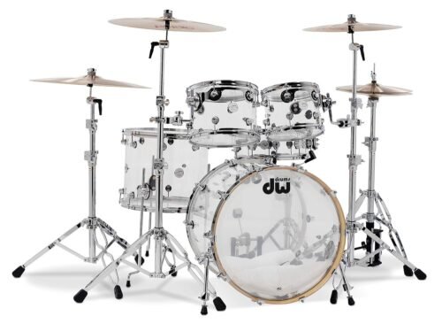 DW Design Series Acrylic 5-Piece Shell Pack with Chrome Hardware Clear