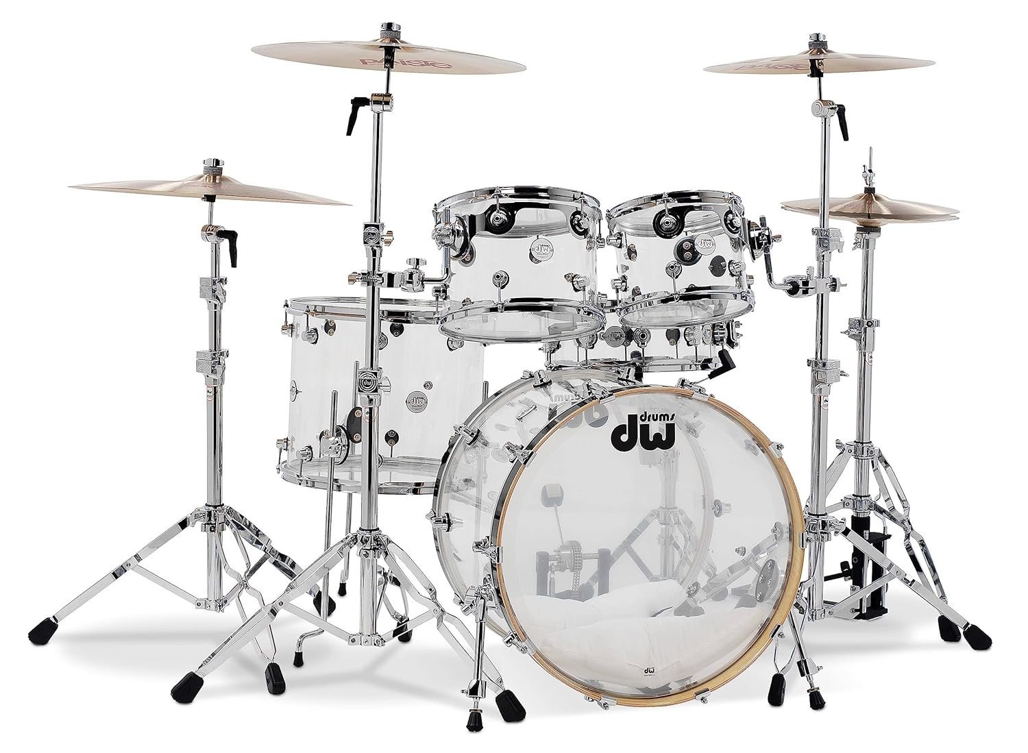 DW Design Series Acrylic 5-Piece Shell Pack with Chrome Hardware Clear