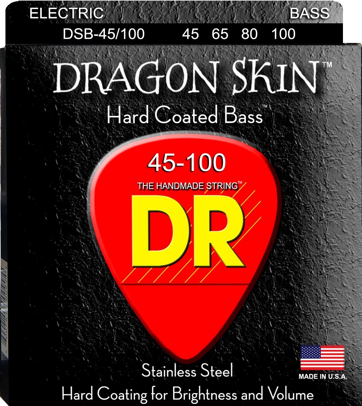 DR Strings DSB-45/100 Dragon Skin Clear Coated Bass Strings 45-100, Light to Medium