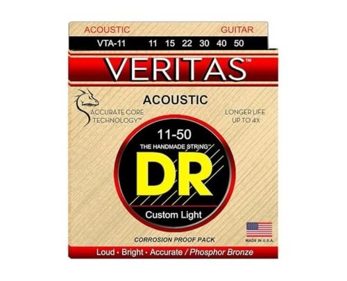 DR Strings VTA-11 VERITAS Acoustic Guitar String 11-50 Custom Light