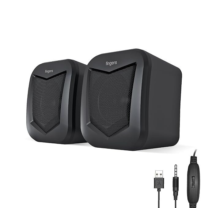 FINGERS DeskSound 2.0 USB Powered Multimedia 2.0 Speakers with Inline Volume Controller
