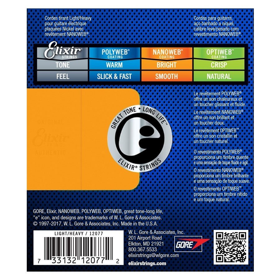 Elixir 12077 Nanoweb Electric Guitar Strings 10-52