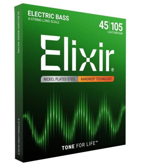 Elixir-14077-1.jpg Elixir Strings Electric Bass Strings, 4-String, Medium, Long Scale NANOWEB Coating