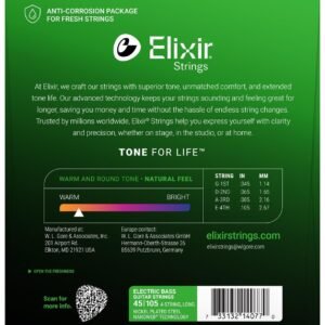 Elixir-14077-2.jpg Elixir Strings Electric Bass Strings, 4-String, Medium, Long Scale NANOWEB Coating