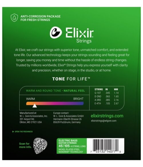 Elixir-14077-2.jpg Elixir Strings Electric Bass Strings, 4-String, Medium, Long Scale NANOWEB Coating