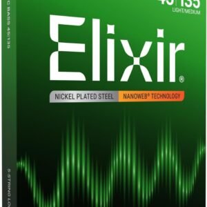 Elixir-14207-1.jpg Elixir Strings, Electric Bass Guitar Strings, Nickel Plated Steel with NANOWEB Technology, Longest-Lasting Warm Tone with Comfortable Feel, 5-String Set, Long Scale, Light/Medium 45-135