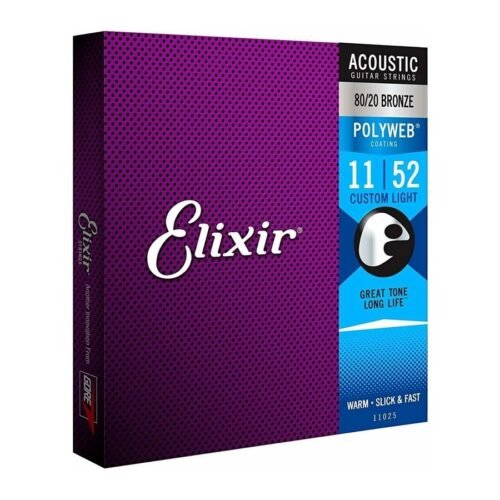 Elixir Strings 11025 Polyweb 80/20 Bronze Acoustic Guitar Strings - .011-.052 Custom Light