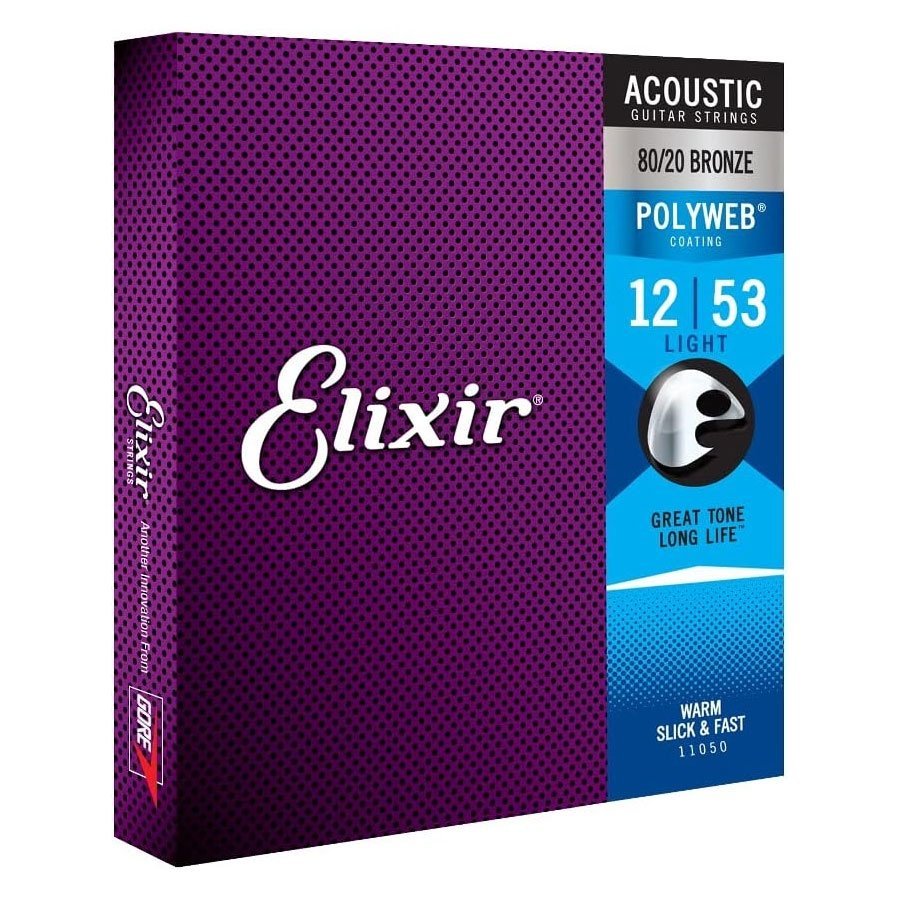 Elixir Strings 11050 Polyweb 80-20 Bronze Acoustic Guitar Strings - 012-053 Light