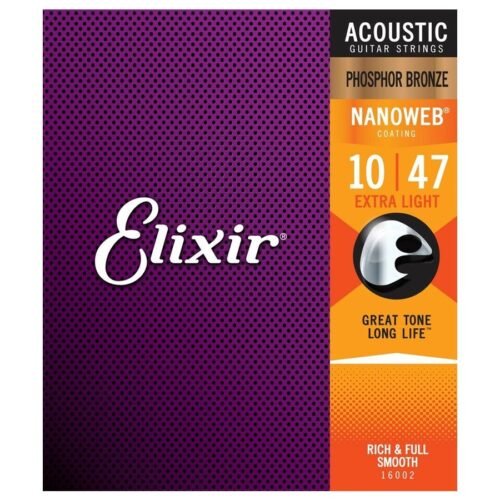 Elixir Strings 16002 Nanoweb Phosphor Bronze Acoustic Guitar Strings - 010-047 Extra Light