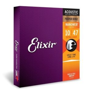 Elixir Strings 16002 Nanoweb Phosphor Bronze Acoustic Guitar Strings - 010-047 Extra Light