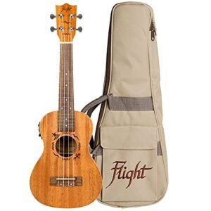 Flight Designer Series DUC523 CEQ Mahogany 4 Strings Concert Ukulele, with Gig Bag, (Natural)