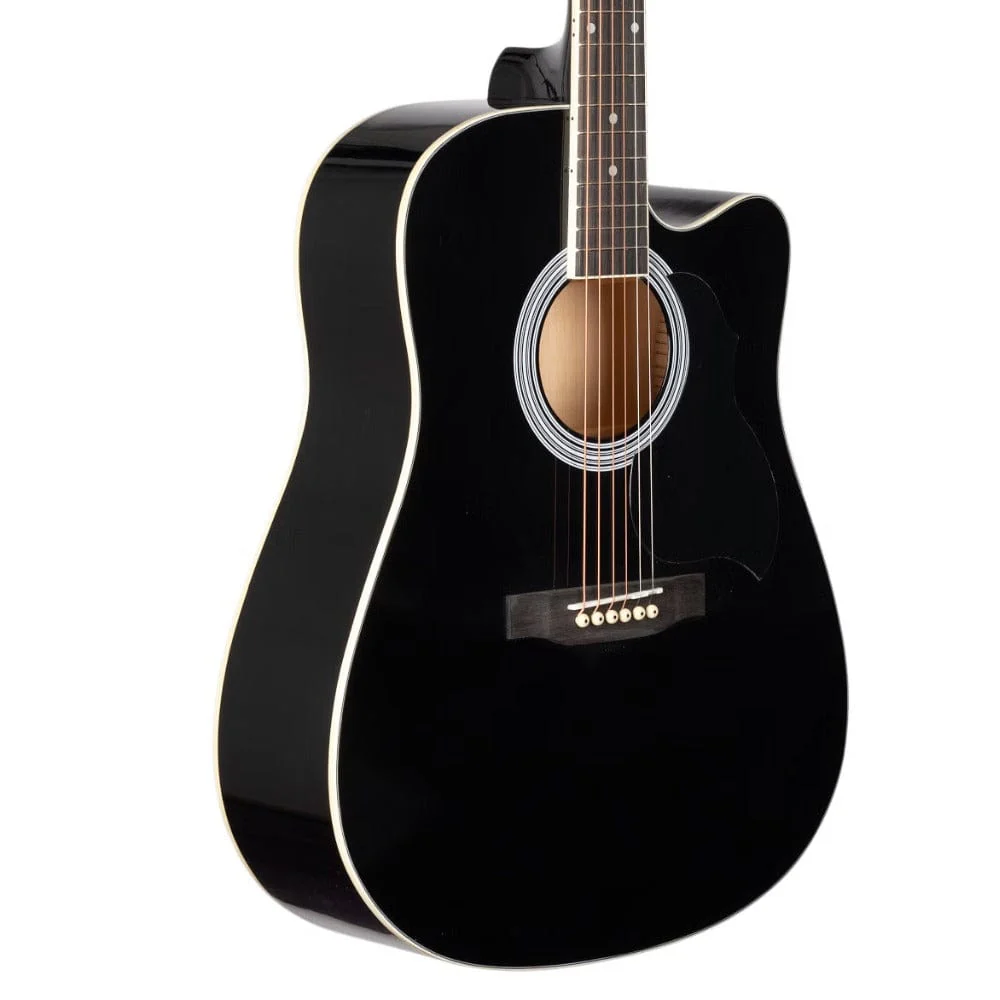 Granada GL113D-C 6 String Cutaway Acoustic Guitar- Black Gloss