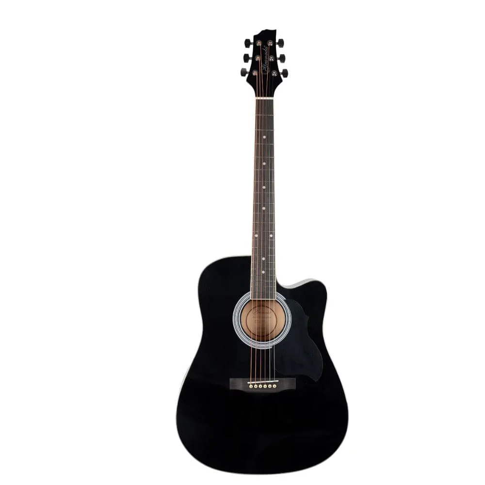 Granada GL113D-C 6 String Cutaway Acoustic Guitar- Black Gloss