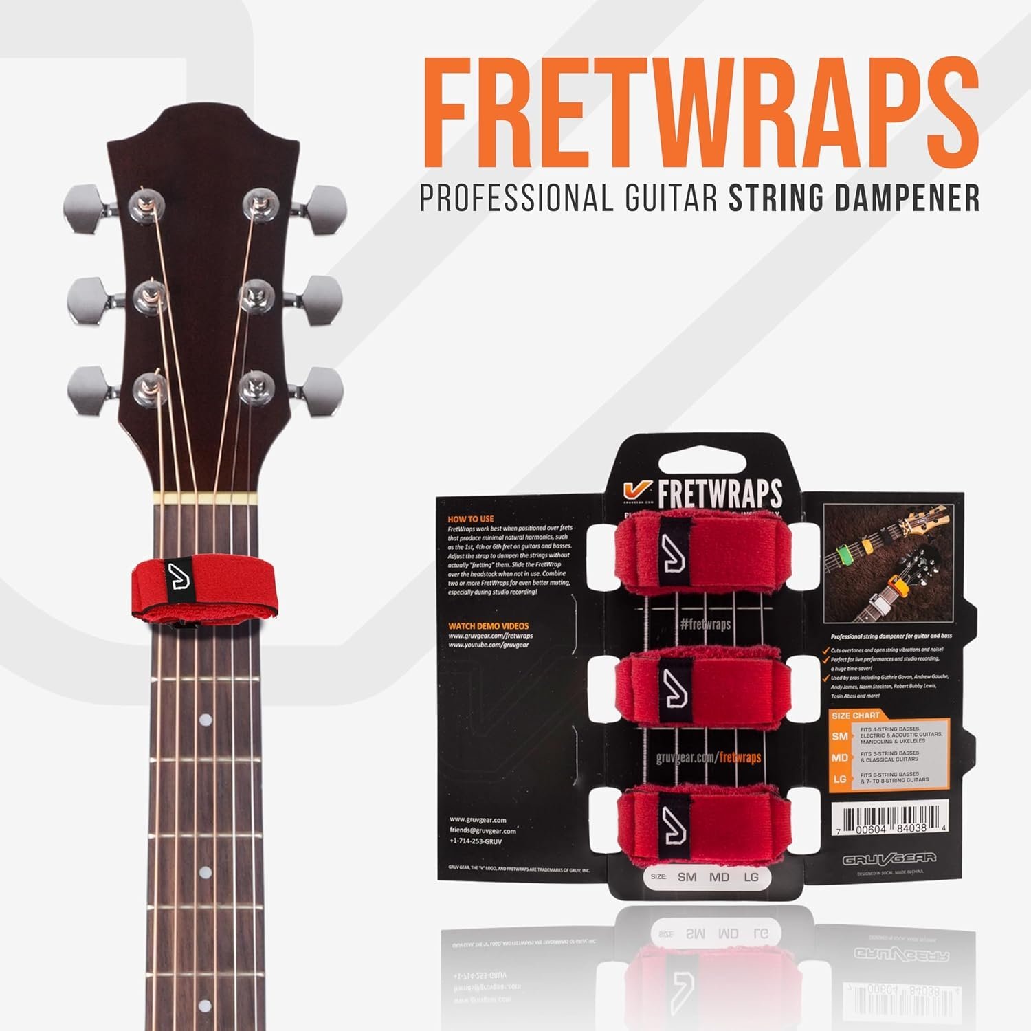 Gruv Gear FretWraps String Dampener - Small - Fire Red (3-pack)