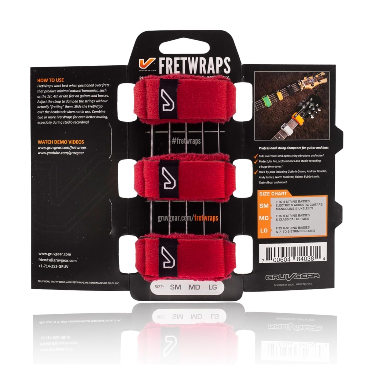 Gruv Gear FretWraps String Dampener - Small - Fire Red (3-pack)
