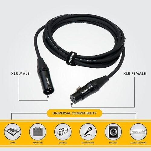 HAWK PROAUDIO SXFG0161 HAWK PROAUDIO SXFG016 Speaker Gold Series XLR Male to Female with Cable Tie - 5 Meter (Black)