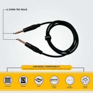 Hawk Proaudio SMSG010 Gold Series 6.35mm TRS Male to 6.35mm TRS Male With Cable Tie for Monitor - 3 Meter (Black)