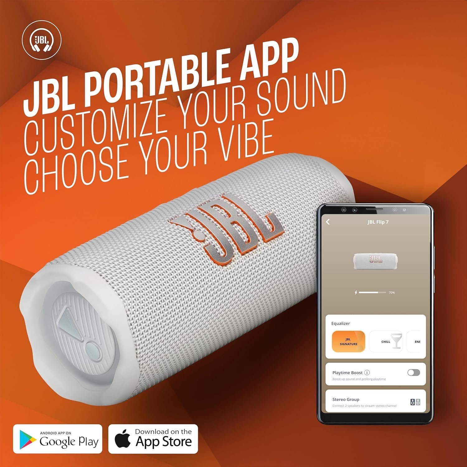JBL Flip 7 Portable Bluetooth Speaker with 16H Playtime (White)