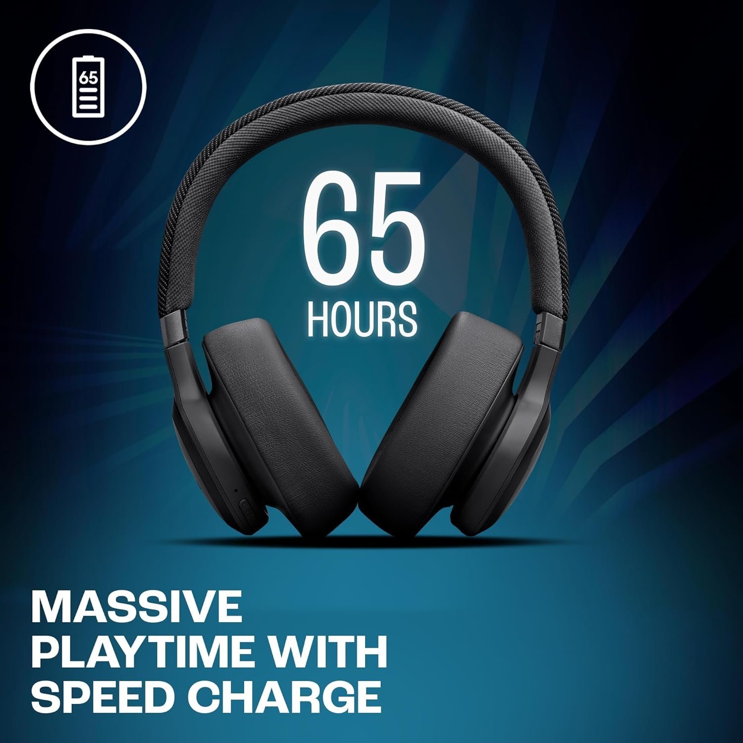 JBL Live 770NC Wireless ANC Headphones, 65H Battery (Black)