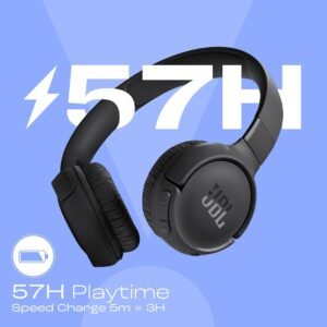 JBL Tune 520BT Wireless On-Ear Headphones with Mic (Black)