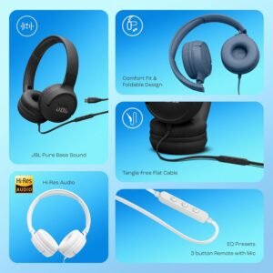 JBL Tune 520C On-Ear Type-C Wired Headphones with Mic (White) JBL Tune 520C On-Ear Type-C Wired Headphones with Mic (White)
