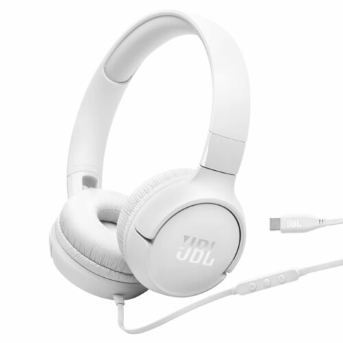 JBL Tune 520C On-Ear Type-C Wired Headphones with Mic (White)