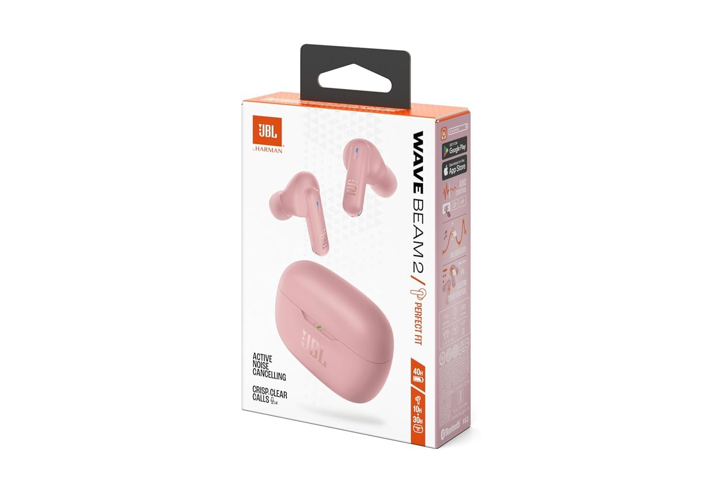 JBL Wave Beam 2 Wireless Earbuds with ANC & 40H Playtime (Pink)