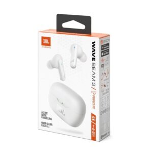 JBL Wave Beam 2 Wireless Earbuds with ANC & 40H Playtime (White)