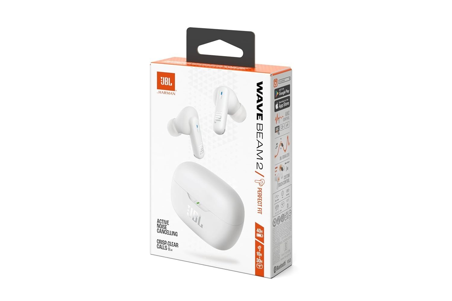 JBL Wave Beam 2 Wireless Earbuds with ANC & 40H Playtime (White)
