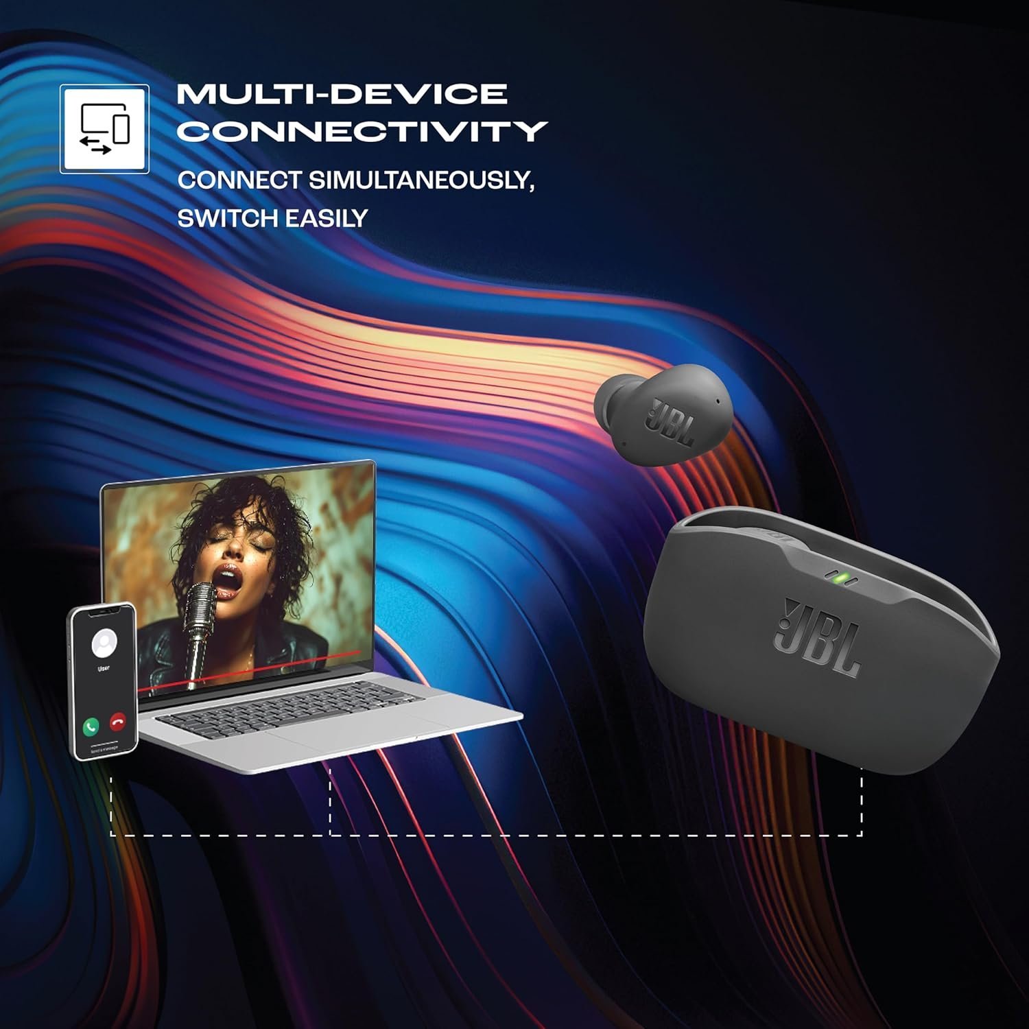 JBL Wave Buds 2 Wireless Earbuds with ANC & 40H Playtime (Black)