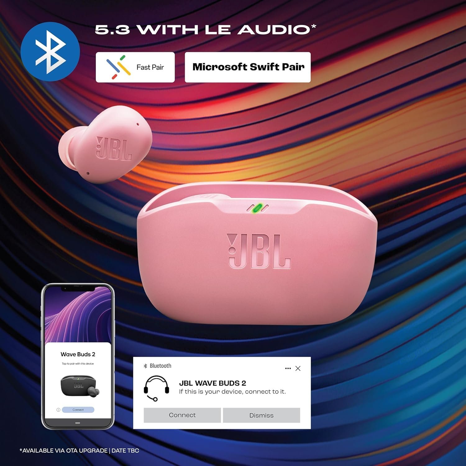 JBL1-1.jpg JBL Wave Buds 2 Wireless Earbuds with ANC & 40H Playtime (Pink)