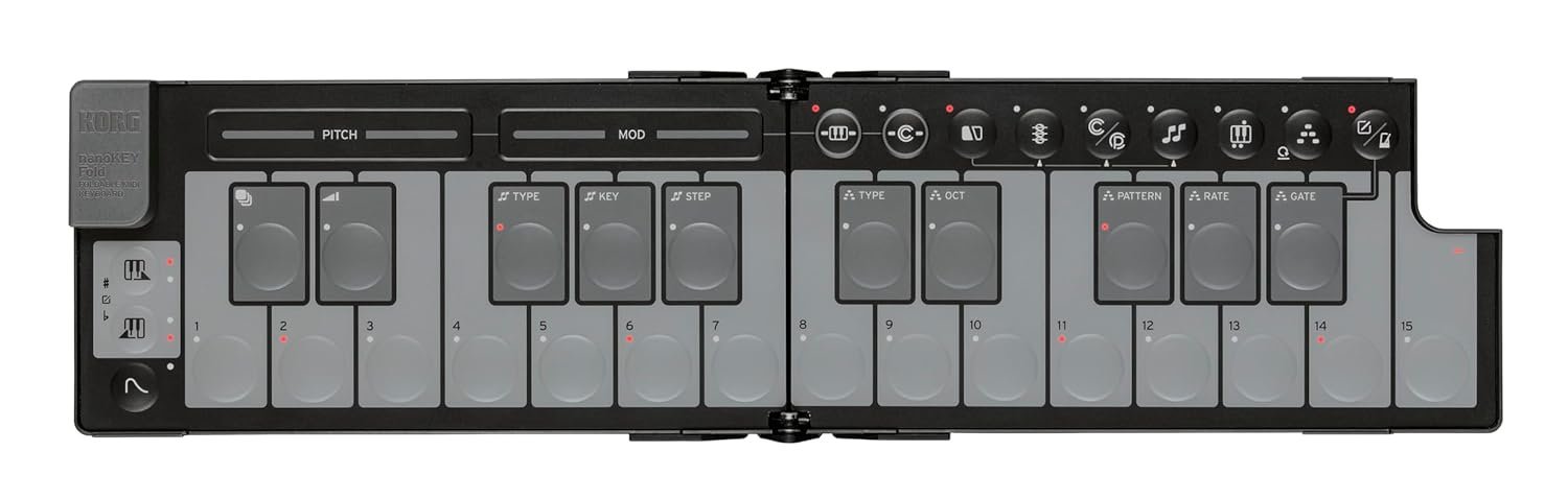 Korg nanoKEY Fold - 25-Key Foldable MIDI Keyboard Controller with USB-C and TRS-MIDI - Black
