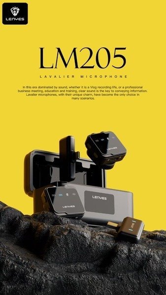 LENYES LM205 2-in-1 Wireless Microphone for iPhone & Android Smartphones