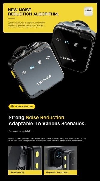 LENYES LM205 2-in-1 Wireless Microphone for iPhone & Android Smartphones