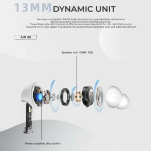 Lenyes AIR68 Wireless Earbuds - black