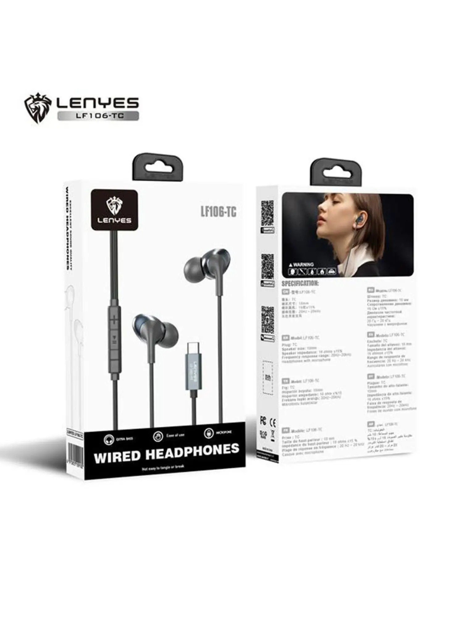 Lenyes LF106 Type-C Pin Wired Earphones
