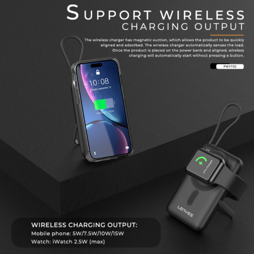 Lenyes PW173D 10000 mAH Wireless Powerbank