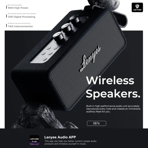 Lenyes S876 90 W Wireless Speaker - Black