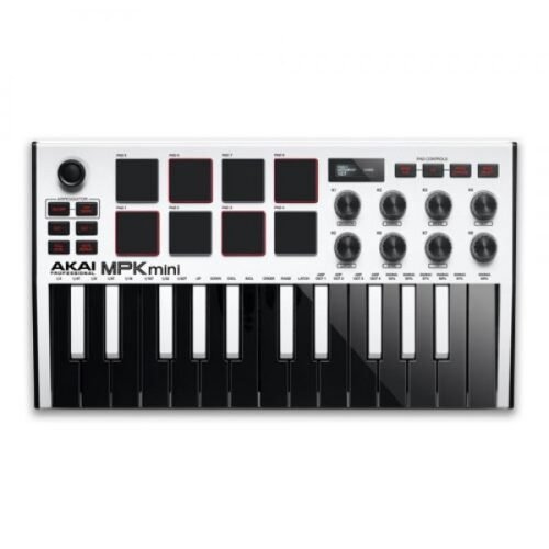 MPK-Mini-MK3-white-2.jpg Akai MPK Mini MK3 Limited Edition White Compact Keyboard And Pad Controller- Product is Discontinued